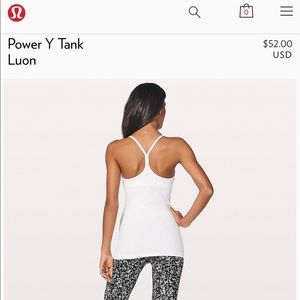 LULULEMON power y tank 8 white